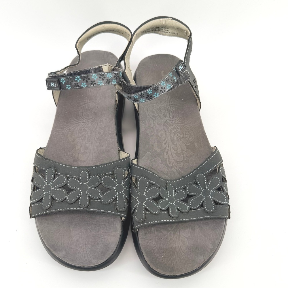 JBU Jambu Wildflower Grey Floral Vegan Flat Sandals Womens 10M JB18WL50